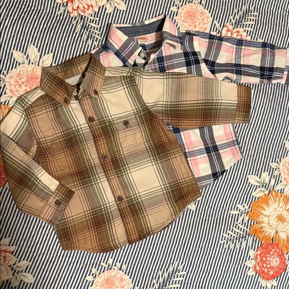 The Children's Place Other - The Children's Place Brown and Gymboree Pink Plaid Button Down Shirts